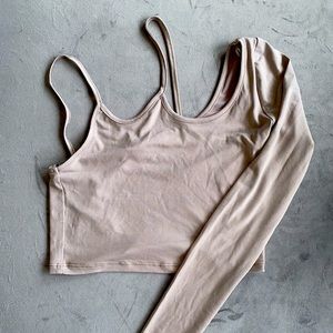 Pull&Bear Grey/Brown Strappy One Sleeve Top